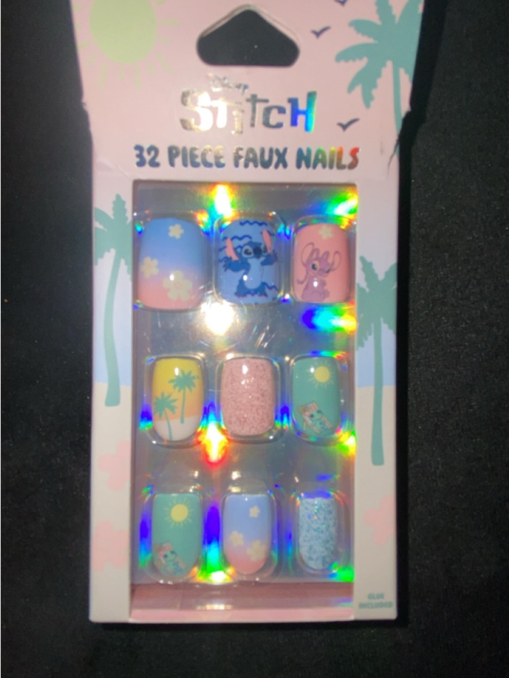 Disney Stitch Pastel Multi-Color Faux Nail Set